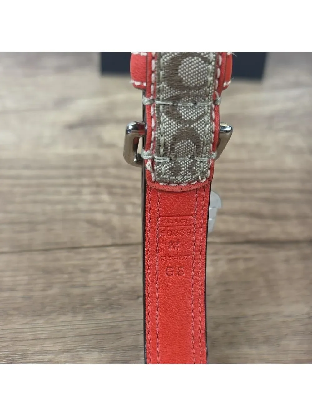 Rare Coach Size M 60339 Red and Brown Signature Dog Collar Charm‎ Limited Editio